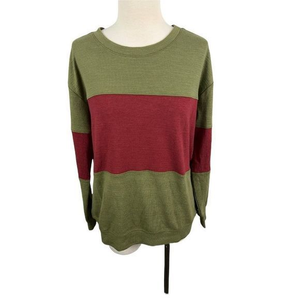 NWT VELVET‎ HEART Green Red Chunky Striped Crew Neck Sweater (XS)